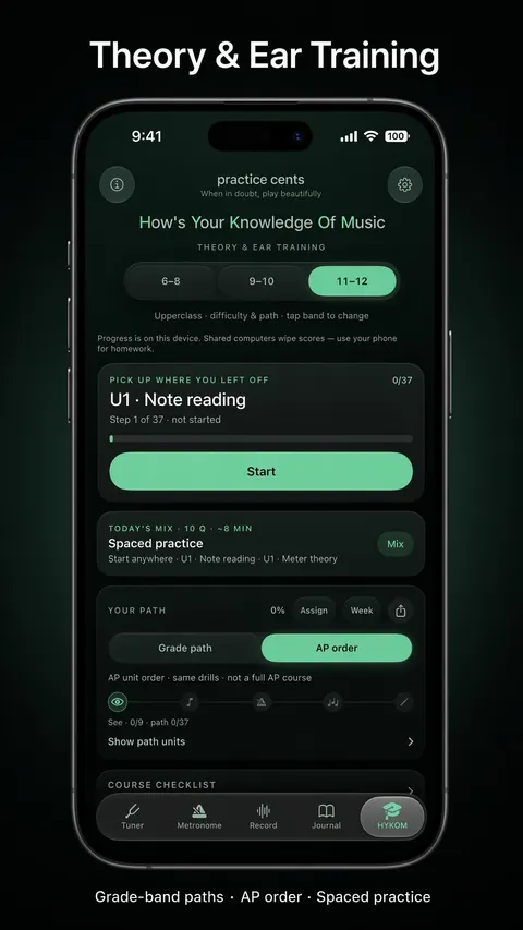 HYKOM ear training and music theory on iPhone. How’s Your Knowledge of Music.
